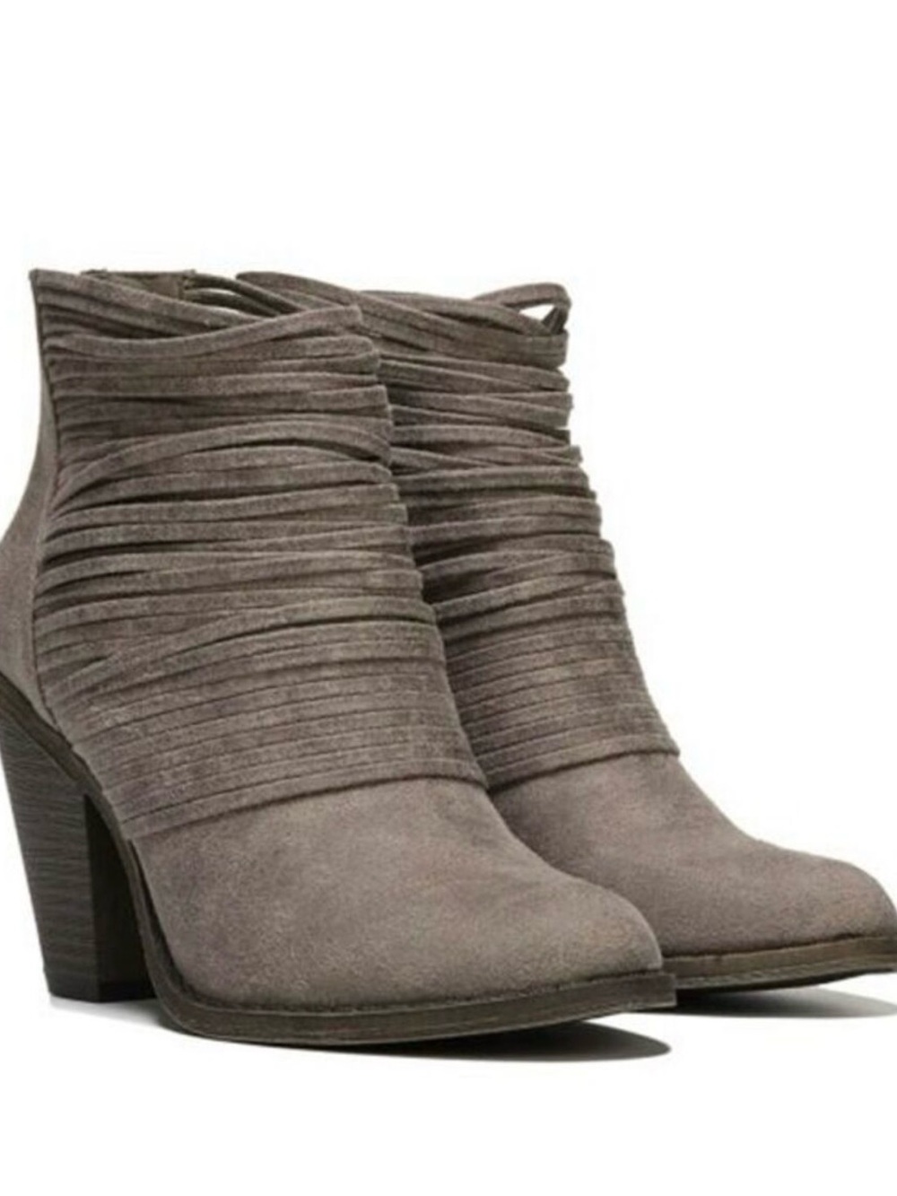 Fergilicious By Fergie Taupe Suede Ankle Boots with Wrap Detail